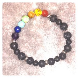 3/$20 Chakra bracelet w/volcanic beads & metal
